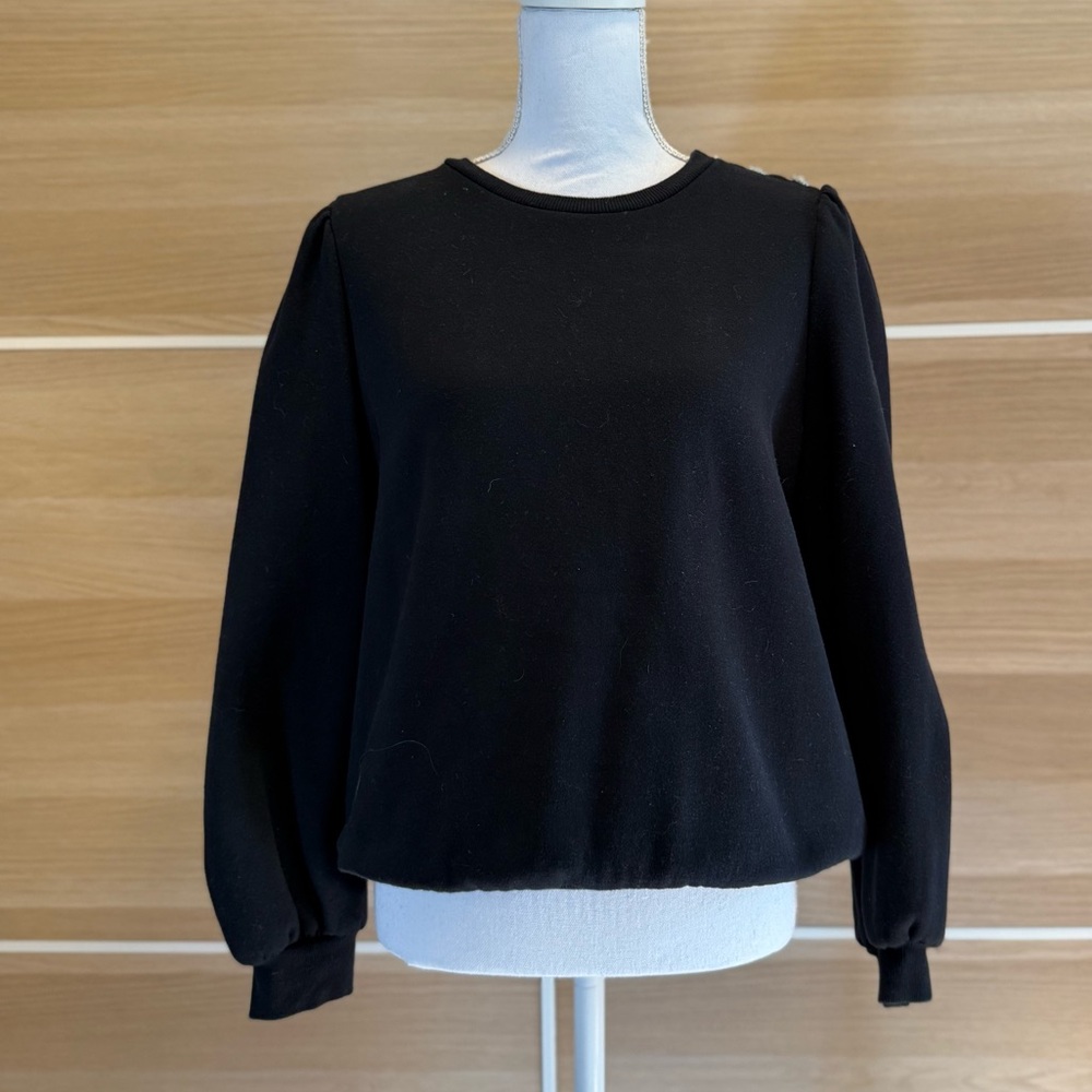 Who What Wear Black Long Sleeve Sweatshirt